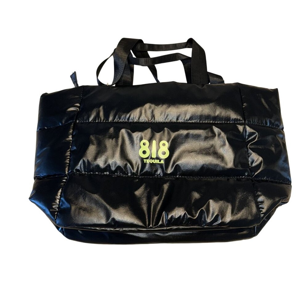 818 Tequila Kendall Jenner Black Water Resistant Quilted Tote Crossbody Bag